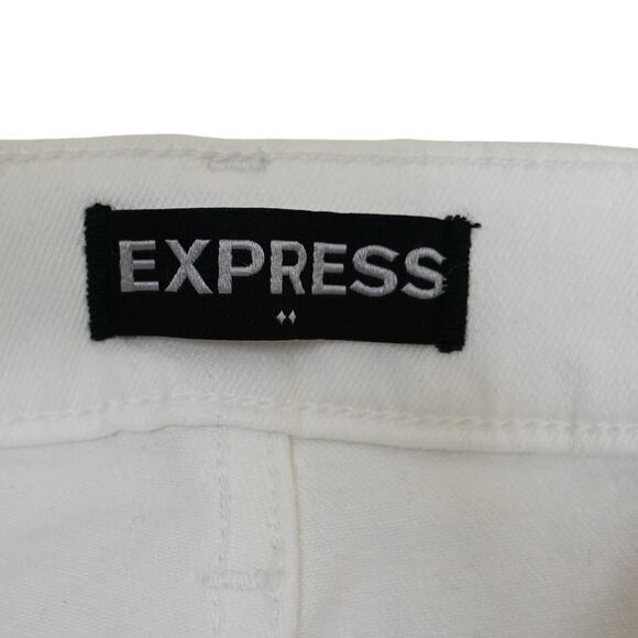 EXPRESS Womens 0 Mid Rise Cropped Legging Side Stripe White Jeans - Picture 9 of 11